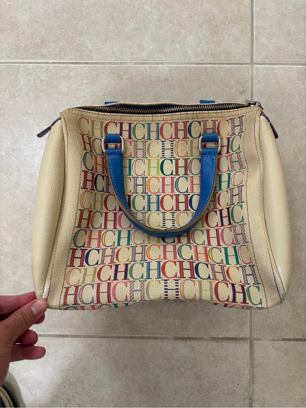 CH Carolina Herrera Andy 7 "Tutti Frutti" Monogram Bowling Bag